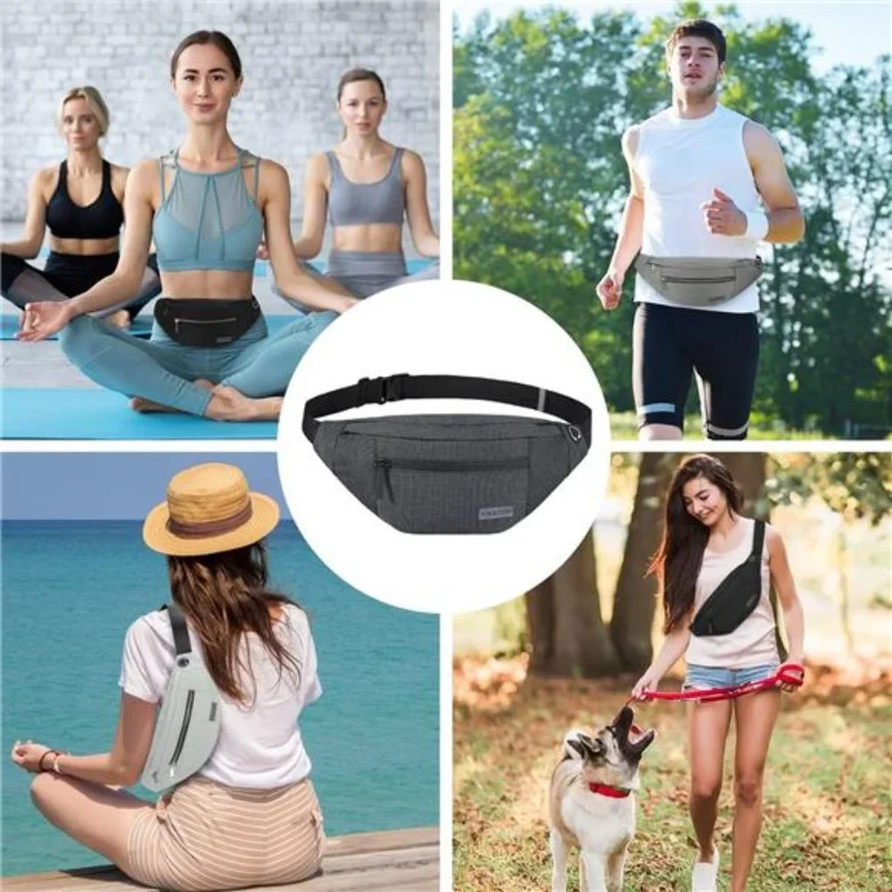 Large Crossbody Fanny Pack with 4-Zipper Pockets Enjoy Sports Workout - Picture 4 of 6